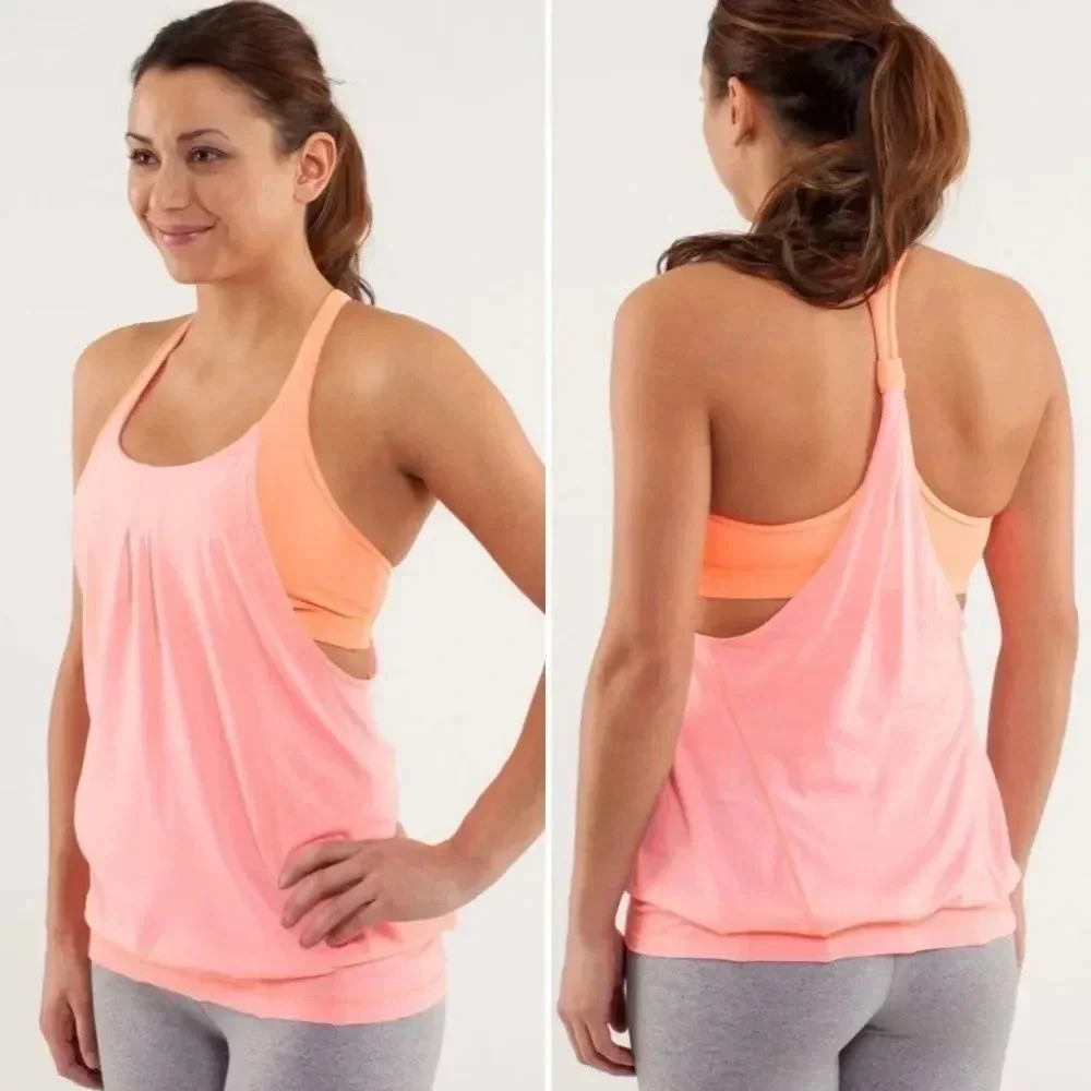 Lululemon Practice Freely Tank Top Size 4 Bleached Coral Pop Orange